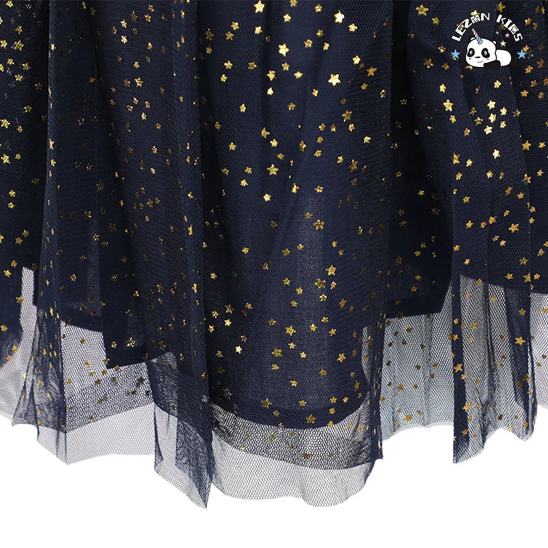 LEZONKIDS - Vestido de Malha com Estrelas Impressas e Forro de Algodão para Meninas, Saia de Princesa de Verão Personalizável, Roupas Infantis